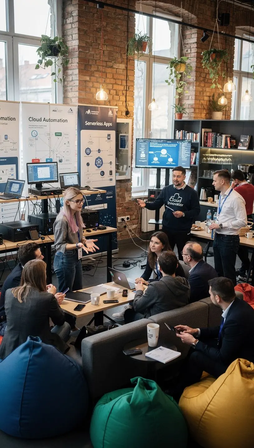 Diákok csoportja, akik aktívan részt vesznek a felhőtechnológiai képzésen.