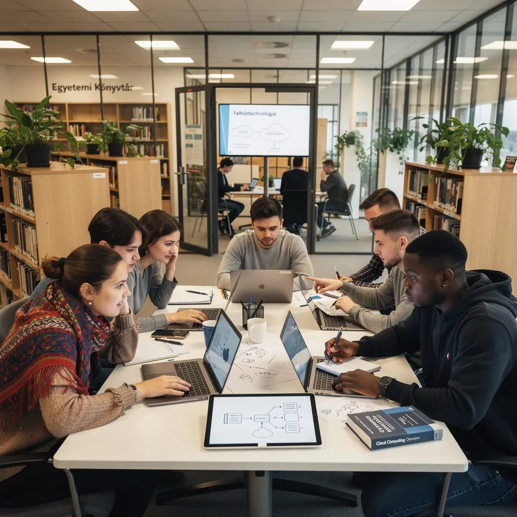 Felhőtechnológiai iskola logója, amely az AWS és GCP képzésekre utal.